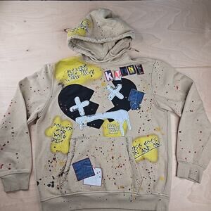 Kloud9 Paint Hoodie Hooded Pullover Pocket Sweatshirt Broken Heart Sz L